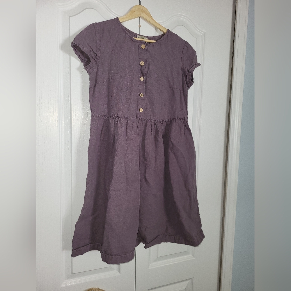 Magic Linen 100% Linen Dress Dusty Purple Size Small